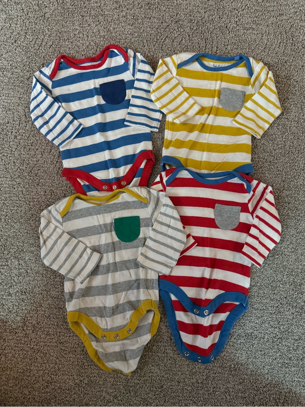 Striped Long-Sleeve Baby One-Piece Bodysuits - Multi Color Pack